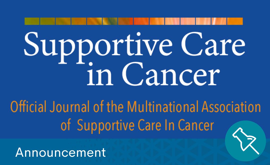 Cover of Supportive Care in Cancer journal. Bottom banner text reads "Announcement"