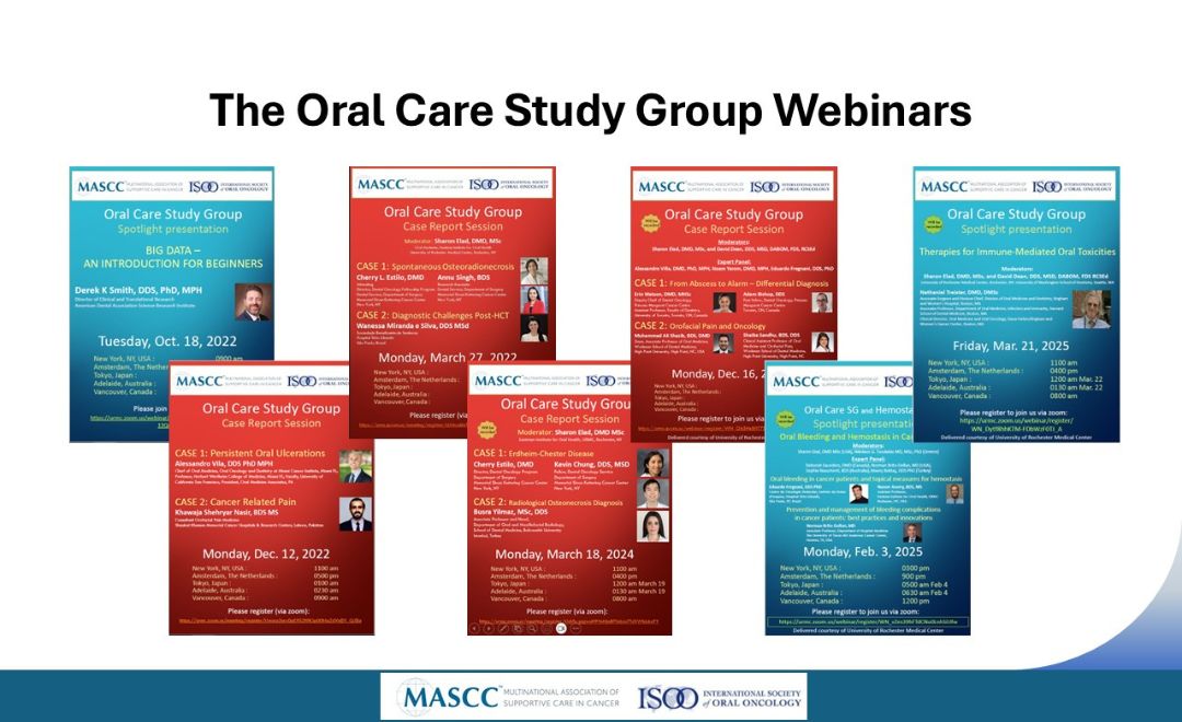 Display of seven recent oral care study group webinars